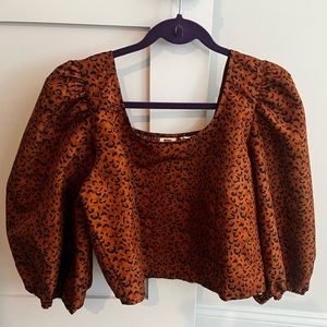 Levi's Glazed Ginger Leopard Kaila Puff Sleeve Top Size XL